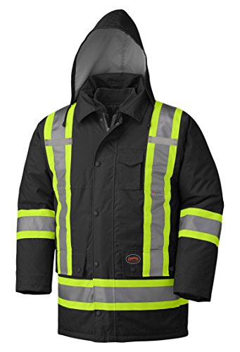 Pioneer V1120470-XL Winter 6-in-1 Parka Jacket - 100% Waterproof hi-viz Rainwear, Black, XL - Clothing - Proindustrialequipment