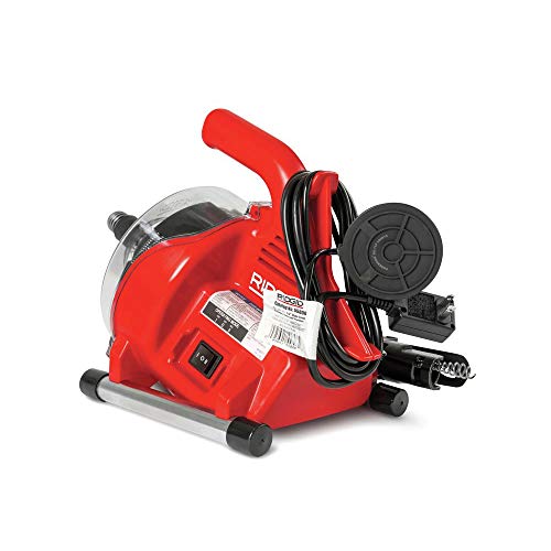 Ridgid 55808 PowerClear Drain Cleaning Machine 120V Drain Cleaner Cleans Tub, Shower or Sink Blockages from 3/4" to 11/2" Diameter, Red - Drain Augers - Proindustrialequipment