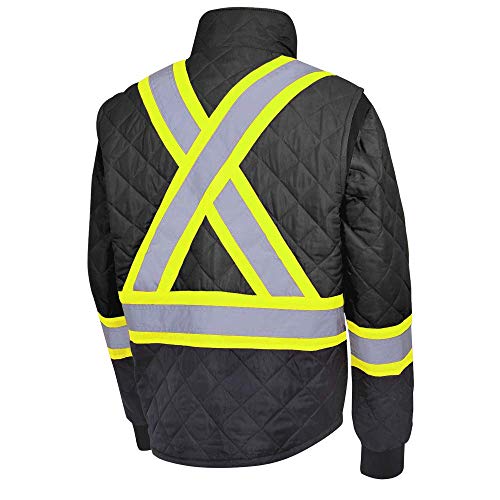 Pioneer V1170170-S High Visibility Quilted Freezer Jacket, Black, S - Clothing - Proindustrialequipment