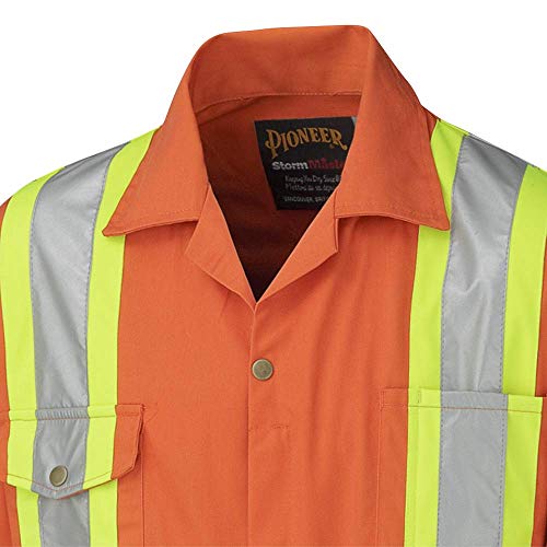 Pioneer CSA Action Back High Visibility Work Coverall with Elastic Waist & Adjustable Wrist, 7-Pocket, Orange, 56, V2020510-56 - Clothing - Proindustrialequipment