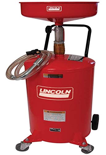 Lincoln 3601 Pressurized Air Operated 18 Gallon Portable Industrial Fluid Drain Tank, Adjustable Funnel Height, Fluid Level Indicator and 14 Inch Bowl , RED - Proindustrialequipment