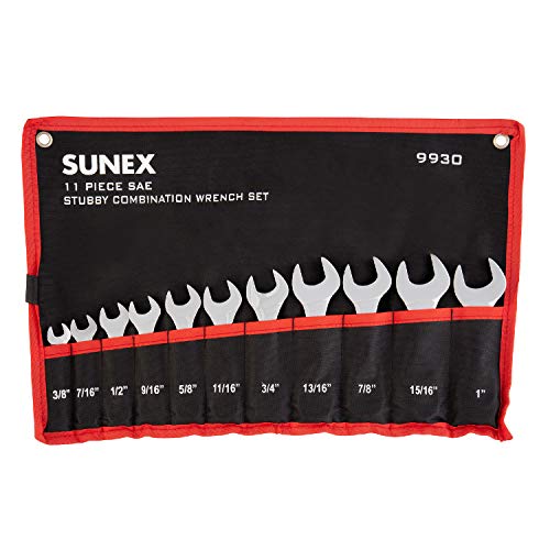 Sunex Tools 9930 Jeu de clés mixtes tronquées SAE, 3/8" - 15/15", 11 pièces