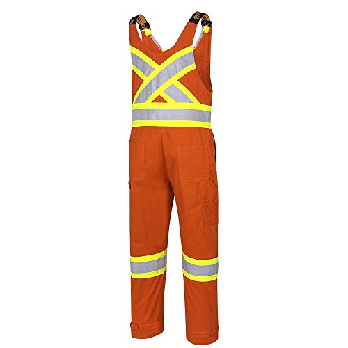 Pioneer FR 7-Pocket Overall Bib Work Pants, Premium Cotton & Nylon Blend, Reflective Stripes, Blue, 2XL, V2540450-2XL - Clothing - Proindustrialequipment