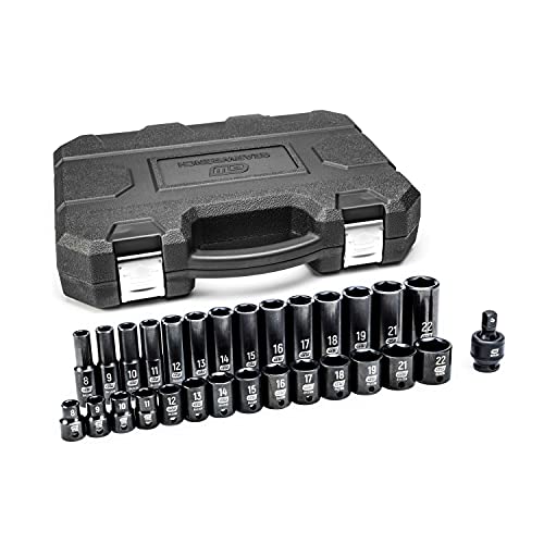 GearWrench 29 Pc. 3/8" Drive 6 Point Standard & Deep Impact Metric Socket Set - 84925N, Black