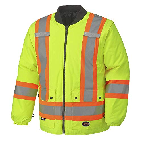 Pioneer V1120161-L Winter 6-in-1 Parka Jacket - 100% Waterproof hi-viz Rainwear, Yellow-Green, L - Clothing - Proindustrialequipment