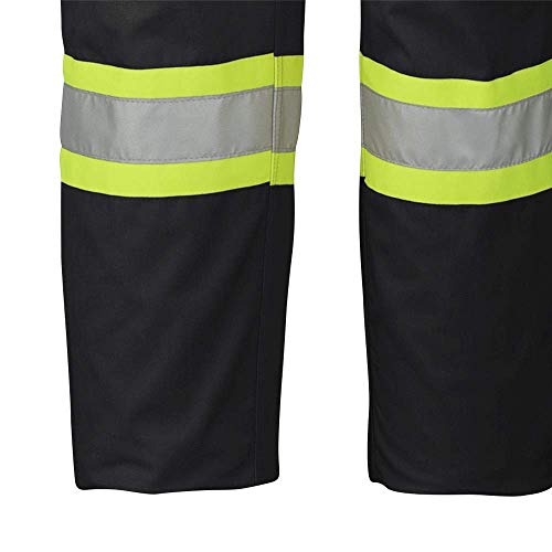 Pioneer CSA Action Back Flame Resistant ARC 2 Reflective Work Coverall, 100% Cotton, Elastic Waist, Tall Fit, Black, 52, V252027T-52 - Clothing - Proindustrialequipment