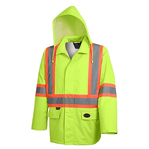 Pioneer V1081360-2XL Hi-Viz Safety Rain Jacket, Tear and Abrasion Resistant, Green, 2XL - Clothing - Proindustrialequipment