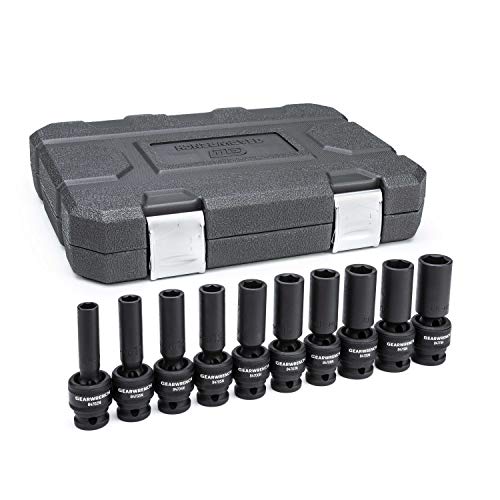 GearWrench 10 Pc. 1/2" Drive 6 Point Deep Universal Impact Metric Socket Set - 84945N, Black