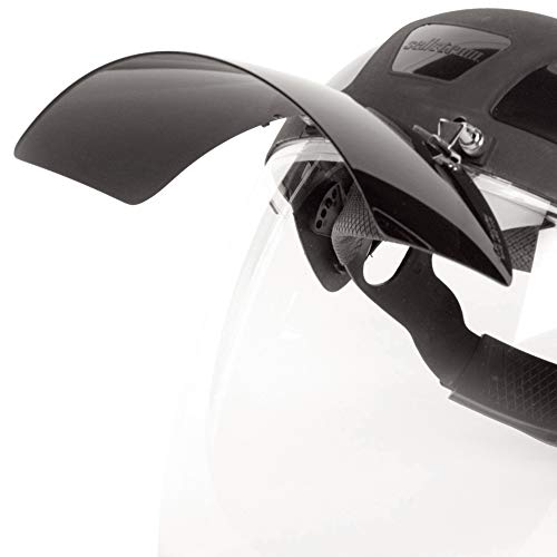 Sellstrom S32181 DP4 Multi-Purpose Black Crown and Clear Anti-Fog/Shade 8 IR Flip Front Window Faceshield with Ratchet Headgear - Eye Protection - Proindustrialequipment