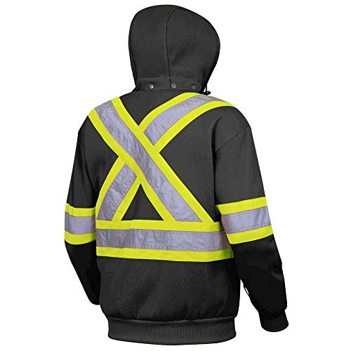 Pioneer V1060471-2XL High Visibility Work Hoodie, Polyester Fleece, Black, 2XL - Clothing - Proindustrialequipment