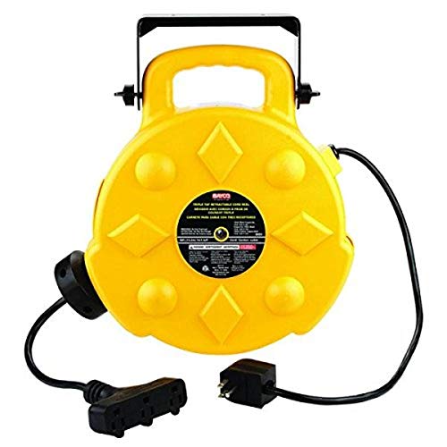 Bayco SL-8903 Professional 13 Amp Retractable Cord Reel, 50-Foot, 3 Outlets - Proindustrialequipment