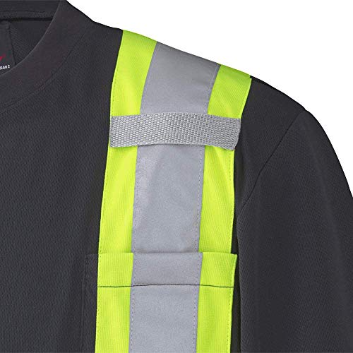 Pioneer Soft Moisture-Wicking Reflective Hi-Vis Safety T-Shirt, Premium Birdseye, Black, 2XL, V1051170-2XL - Clothing - Proindustrialequipment