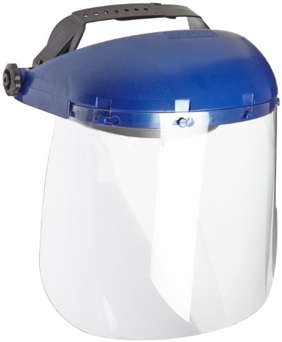 Sellstrom 39140 Blue Plastic Crown and Clear Anti-Fog Window Protective Faceshield with Ratchet Headgear - Eye Protection - Proindustrialequipment