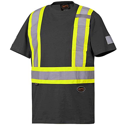 Pioneer 100% Cotton Reflective Safety T-Shirt, Black, M, V1050570-M - Clothing - Proindustrialequipment