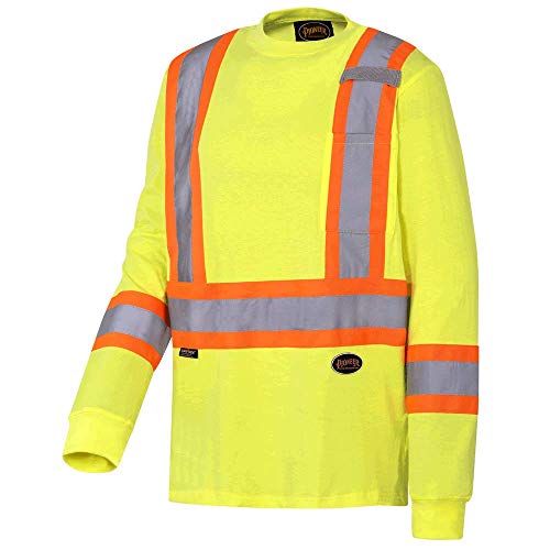 Pioneer 100% Cotton High Visibility Long Sleeve Shirt, Startech Reflective Tape, Yellow/Green, L, V1050860-L - Clothing - Proindustrialequipment