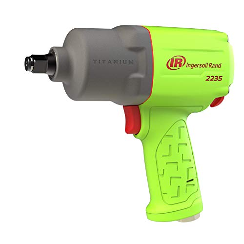 Ingersoll Rand 2235TiMAX-G 1/2 Drive Air Impact Wrench, Lightweight 4.6 lb Design, Powerful Torque Output Up to 1,350 ft/lbs, Titanium Hammer Case, Max Control, Hi-Visibility Red, Green