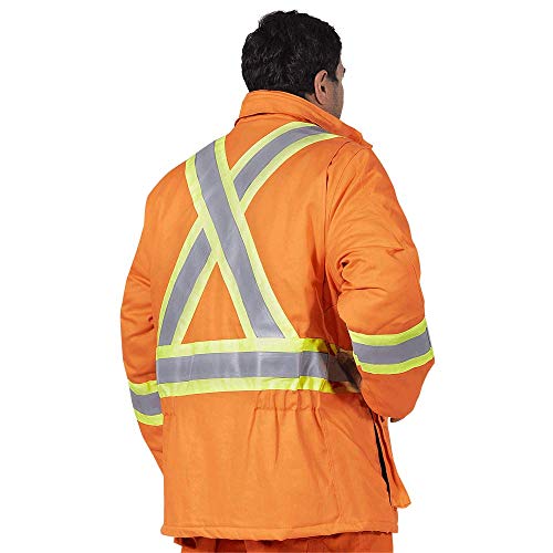Pioneer V2560250-4XL Flame Resistant Quilted Cotton Safety Parka, Orange-4XL - Clothing - Proindustrialequipment