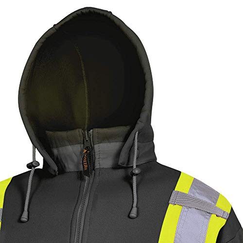 Pioneer V1060471-5XL High Visibility Work Hoodie, Polyester Fleece, Black, 5XL - Clothing - Proindustrialequipment