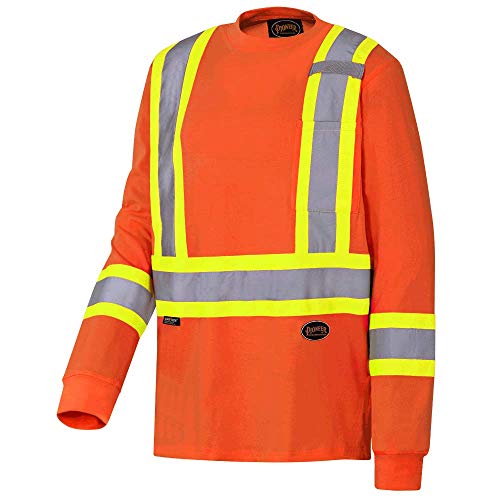 Pioneer 100% Cotton High Visibility Long Sleeve Shirt, Startech Reflective Tape, Orange, M, V1050850-M - Clothing - Proindustrialequipment