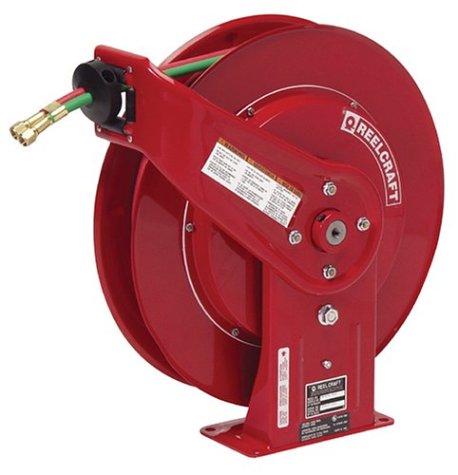 Reelcraft TW7450 OLP Twin 1/4" par 50 pieds Enrouleur de tuyau à ressort pour soudage au gaz oxygène/acétylène