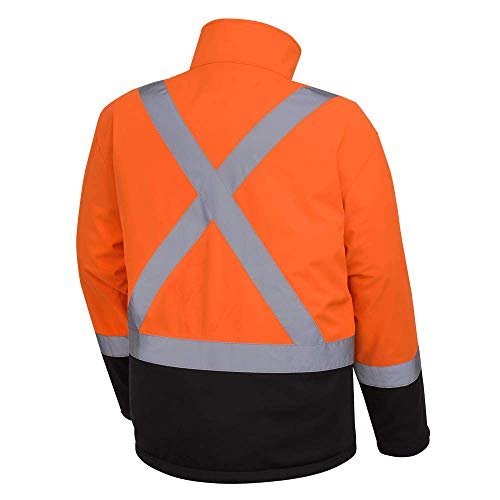 Pioneer V1100250-XL Softshell Reflective Work Jacket, Zip-Closure Pockets, Orange, XL - Clothing - Proindustrialequipment