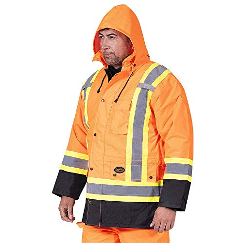 Pioneer V1120151-XS Winter 6-in-1 Parka Jacket - 100% Waterproof hi-viz Rainwear, Orange, XS - Clothing - Proindustrialequipment