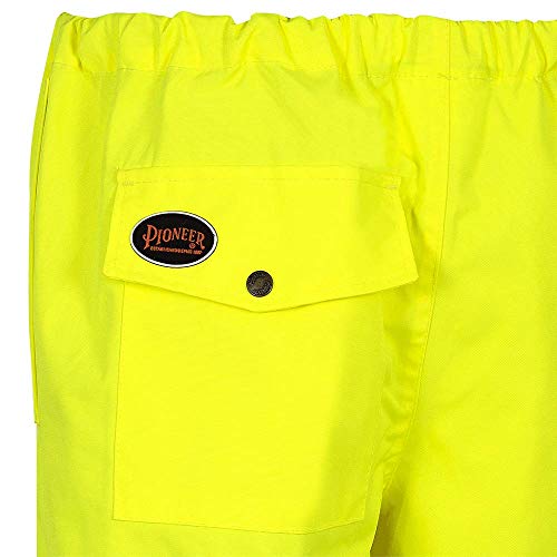 Pioneer Heavy-Duty CSA Waterproof Work Pants, Elastic Waist, Hi Vis and Reflective Stripe, Yellow-Green, M, V1110360-M - Clothing - Proindustrialequipment