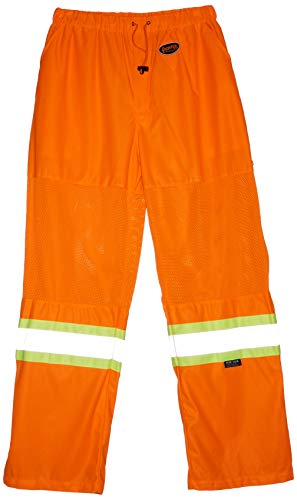 Pioneer Easy Boot Access 5 Pockets Work Pants, Adjustable Elastic Waist, Hi Vis and Reflective Stripe, Orange, XL, V1070350-XL - Clothing - Proindustrialequipment