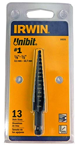 Irwin 10231 Unibit1 Foret étagé à tige de 1/8" à 1/2" 1/4"