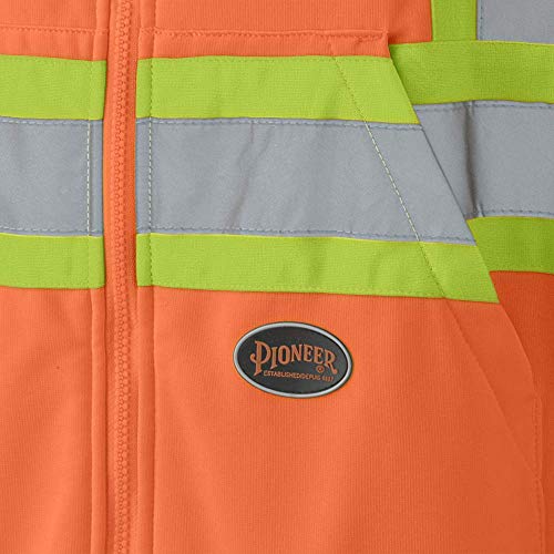 Pioneer V1060550-L High Visibility Safety Hoodie, Micro Fleece, Orange, L - Clothing - Proindustrialequipment