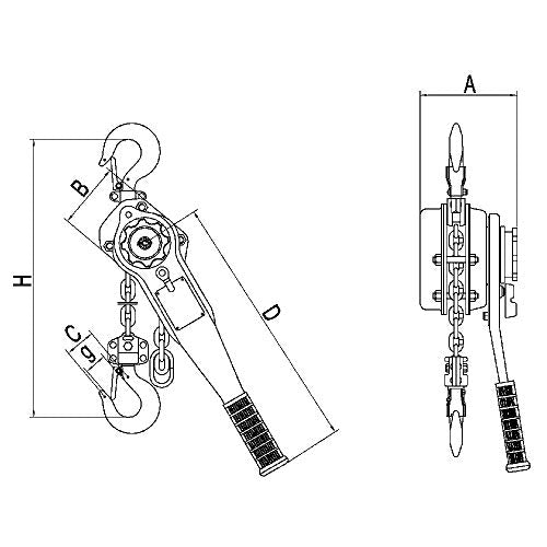 JET 110402 - 3/4 Ton 5-Feet Lift Klp Series Lever Chain Hoist-Heavy Duty - Manual Hoist - Proindustrialequipment