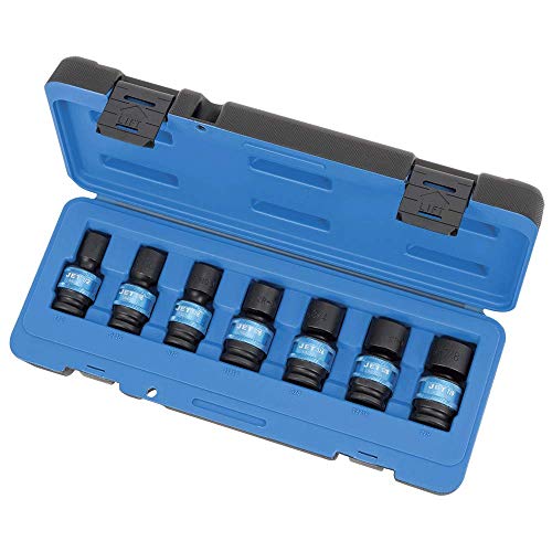 Jet 1/2-inch Drive, 7-Piece Universal Regular SAE Professional Impact Socket Set, 6 Point, 610382 - Sockets and Tools Set - Proindustrialequipment