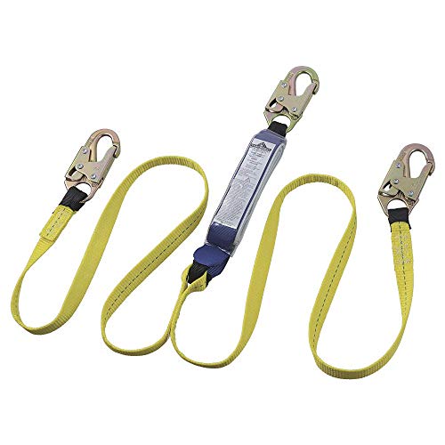 PeakWorks CSA 6' (1.8 m) Shock Pack - Snap Hooks - Twin Leg 100% Tie Off - E6 Shock Absorbing Fall Arrest Lanyard Connector, 1" Webbing, V8104406 - Fall Protection - Proindustrialequipment