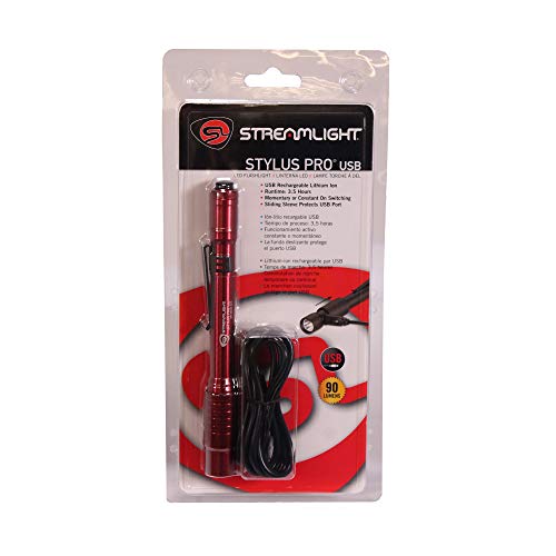 Streamlight 66136 Stylus Pro USB con adaptador de CA de 120 V, rojo