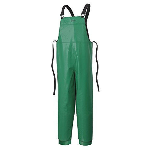 Pioneer V2241340-XS Chemical Resistant Work Bib Pants - Loose Fit - FR PVC/Polyester, Green, XS - Clothing - Proindustrialequipment