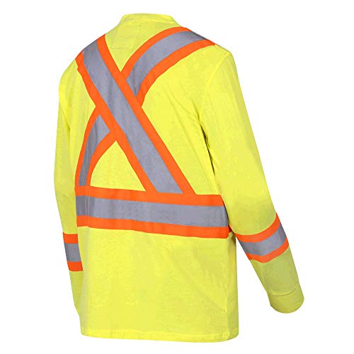 Pioneer 100% Cotton High Visibility Long Sleeve Shirt, Startech Reflective Tape, Yellow/Green, L, V1050860-L - Clothing - Proindustrialequipment