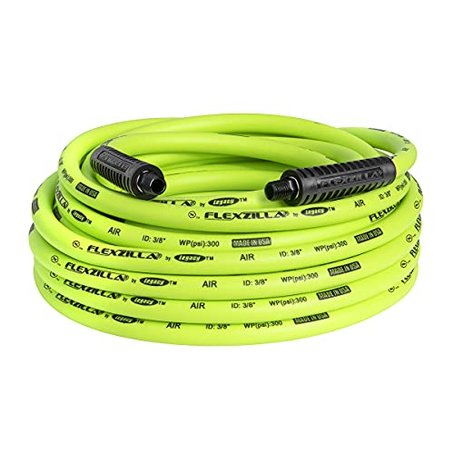 FLEXZILLA HFZ3850YW2 3/8 by 50 Zilla Green Air Hose with 1/4 Ends