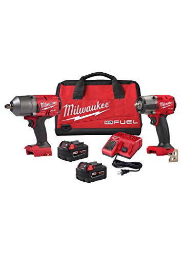 Milwaukee 2988-22 M18 Fuel Clé à chocs à couple élevé de 1/2 pouce et clé à chocs à couple moyen de 3/8 de pouce Kit combiné automatique