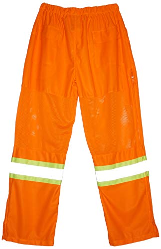 Pioneer Easy Boot Access 5 Pockets Work Pants, Adjustable Elastic Waist, Hi Vis and Reflective Stripe, Orange, XL, V1070350-XL - Clothing - Proindustrialequipment