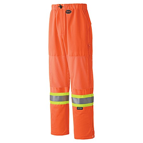 Pioneer Easy Boot Access 5 Pockets Work Pants, Adjustable Elastic Waist, Hi Vis and Reflective Stripe, Orange, S, V1070350-S - Clothing - Proindustrialequipment