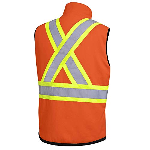 Pioneer V1022450-4XL Hi-Viz Reversible Insulated Safety Vest - Hi-Viz Orange, 4XL - Clothing - Proindustrialequipment