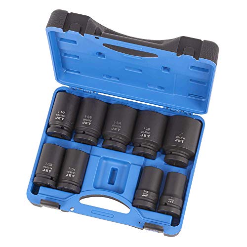 Jet 1-inch Drive, 9-Piece Deep SAE Professional Impact Socket Set, 6 Point, 610503 - Sockets and Tools Set - Proindustrialequipment