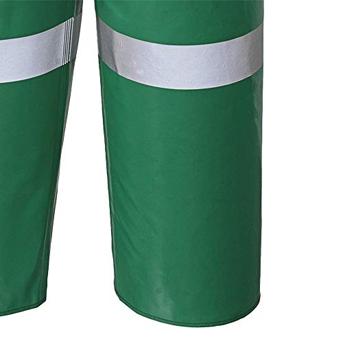 Pioneer V2241020-2XL Chemical Resistant Safety Bib Pants - Loose Fit - FR PVC/Polyester - Refl Stripes, Green, 2XL - Clothing - Proindustrialequipment