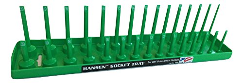 Hansen Global 3804 3/8" Drive Metric Regular & Deep Socket Holder, Green - Proindustrialequipment