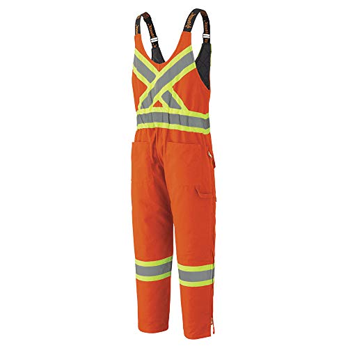 Pioneer V2060550-2XL Insulated Heavy-Duty Work Overall, 4 Pockets, Men Hi-Vis Bib Pants, Orange, 2XL - Clothing - Proindustrialequipment