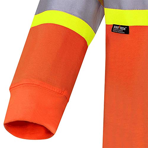 Pioneer 100% Cotton High Visibility Long Sleeve Shirt, Startech Reflective Tape, Orange, 2XL, V1050850-2XL - Clothing - Proindustrialequipment