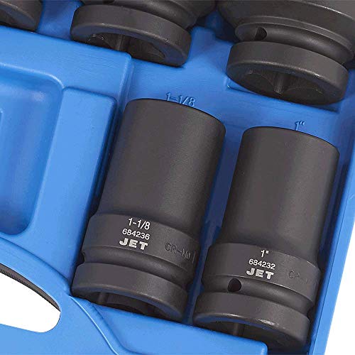 Jet 1-inch Drive, 9-Piece Deep SAE Professional Impact Socket Set, 6 Point, 610503 - Sockets and Tools Set - Proindustrialequipment