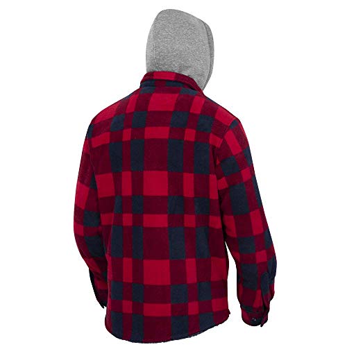 Pioneer V3080397-2XL Quilted Hooded Polar Fleece Shirt, Red-Black Plaid, 2XL - Clothing - Proindustrialequipment