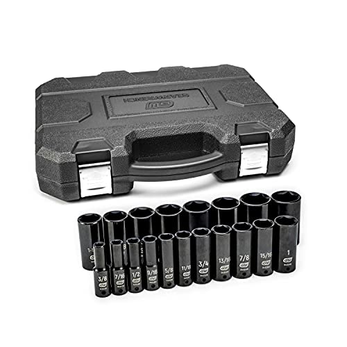 GearWrench 84934N 1/2-Inch Drive Deep SAE Impact Socket Set, 19-Piece