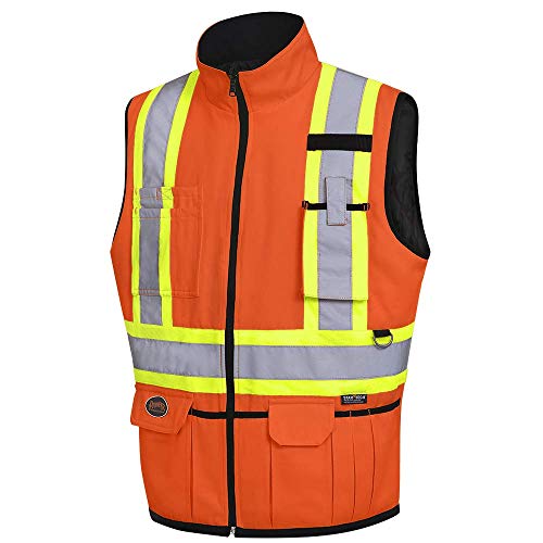 Pioneer V1022450-4XL Hi-Viz Reversible Insulated Safety Vest - Hi-Viz Orange, 4XL - Clothing - Proindustrialequipment